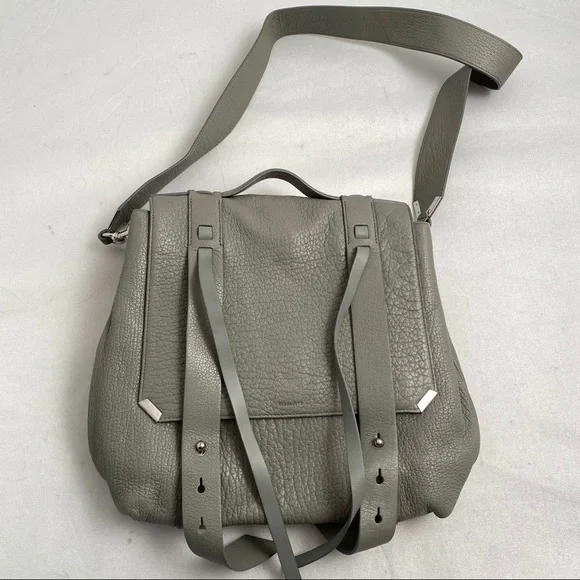 All Saints Vincent blue-gray leather backpack - joarbit.com